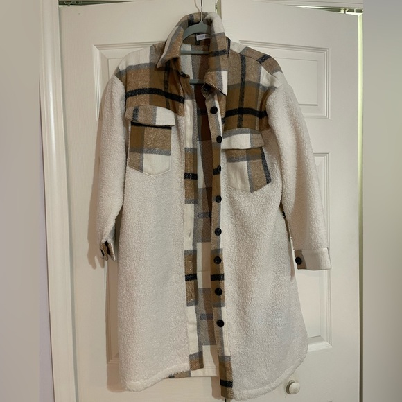 Miss Sparkling Jackets & Blazers - Cozy Cream and Brown Teddy Jacket